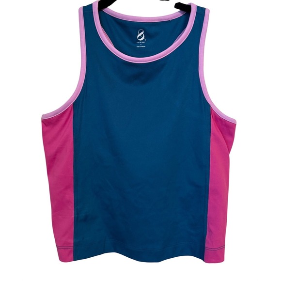 Lou & Grey Tops - Lou & Grey Softsculpt Active Colorblock Racerback Tank Top Teal Pink Size S NEW